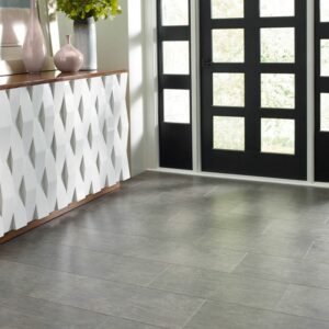 Grey vinyl flooring in home entryway | Off-Price Carpet Outlet