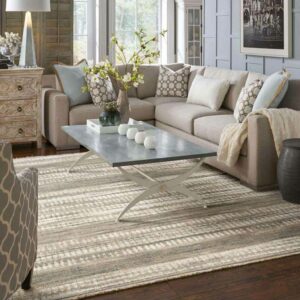 White / grey rug on living room floor | Off-Price Carpet Outlet